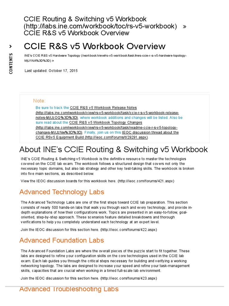 CCIE R - S v5 Workbook Overview | PDF | Troubleshooting | Test (Assessment)