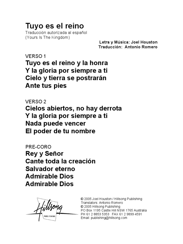 YOURS IS THE KINGDOM Spanish Official Translation PDF