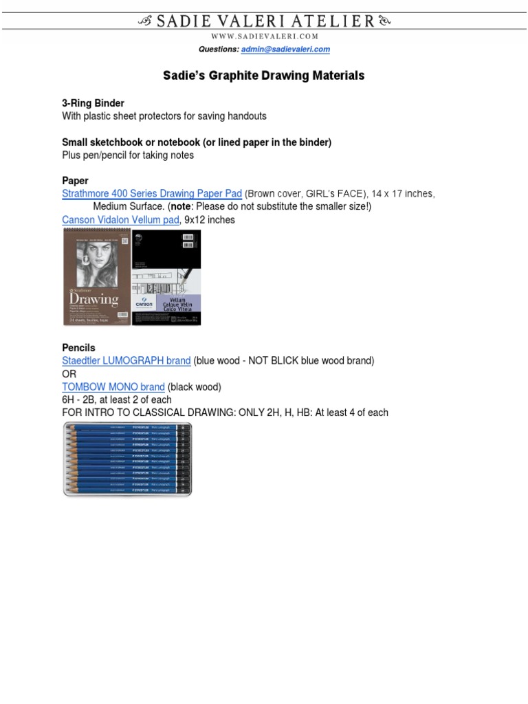 Essential Graphite Drawing Supplies Guide | PDF