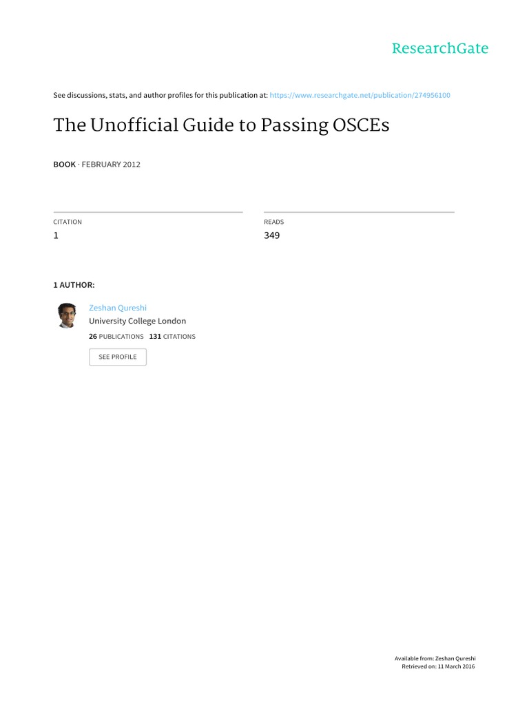 Unofficial Guide to Passing OSCEs | PDF