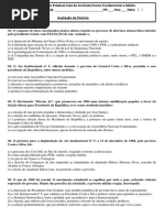 Avaliação 3° Ano -  Ditadura Militar