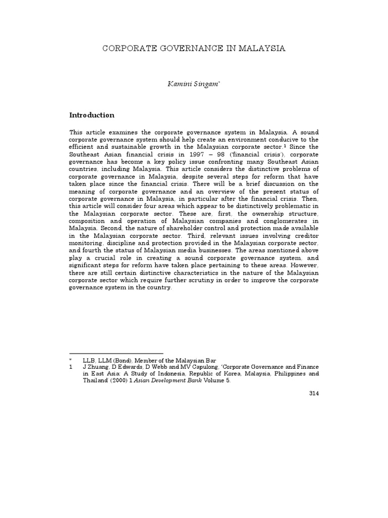 Corporate Governance Challenges in Malaysia | PDF | Board Of Directors ...