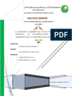 La Política Ambiental y Sus Vínculos Al Sistema: La Planificación: Aspectos Ambientales, Categoría de Los Impactos.