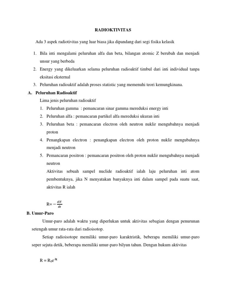 Aspek dan Proses Radioaktivitas | PDF