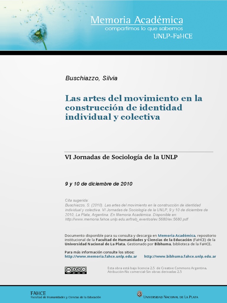 D Las Artes Del Movimiento en La Construcción de Identidad Individual y ...