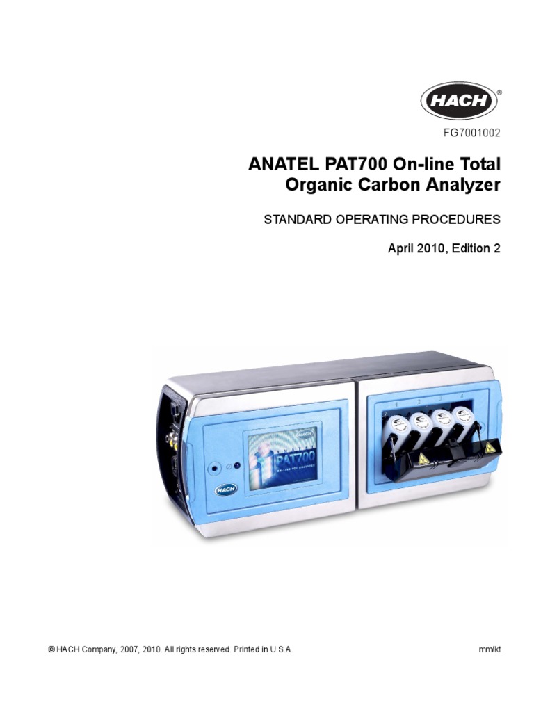 ANATEL PAT700 TOC AnalyzerStandard Operating Procedures Total