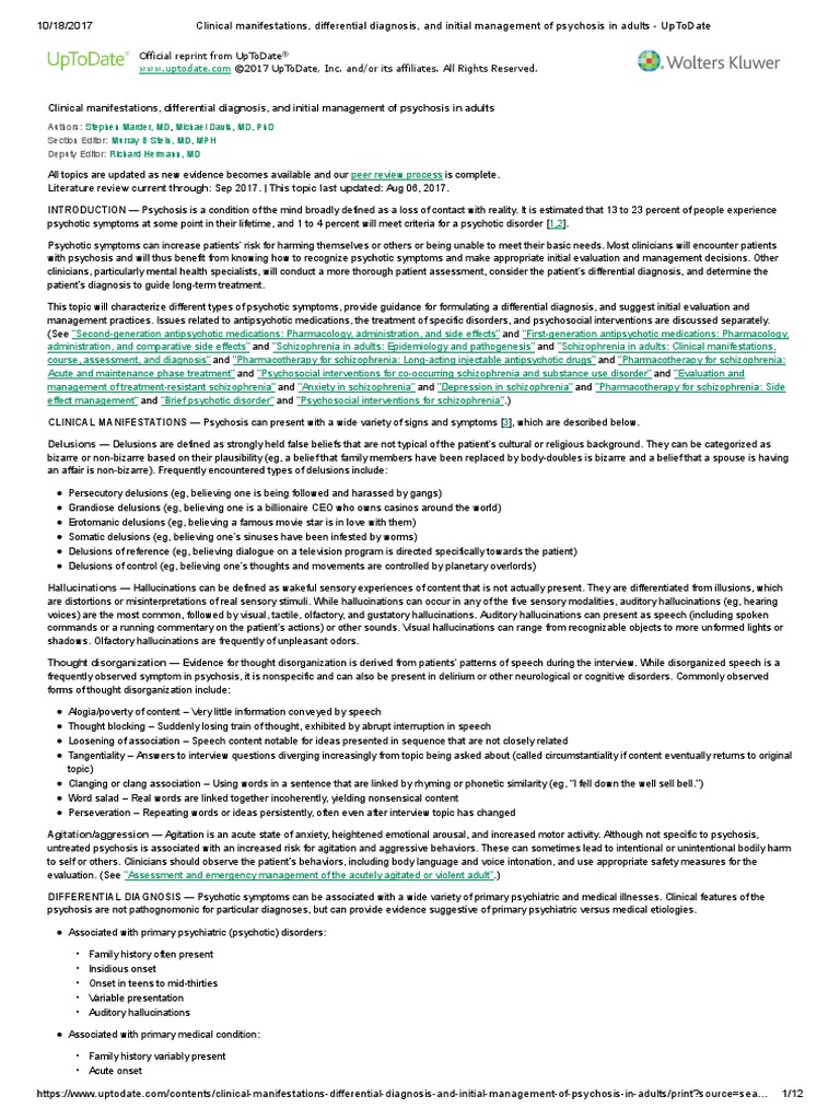 Clinical Manifestations, Differential Diagnosis, and Initial Management