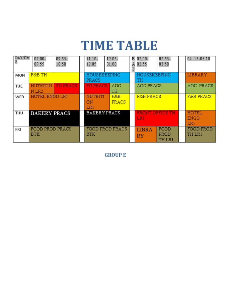 Weekly Practical Sessions Schedule | PDF