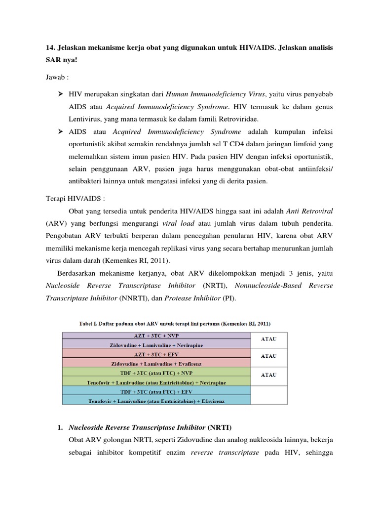 Mekanisme Kerja Obat HIV AIDS | PDF