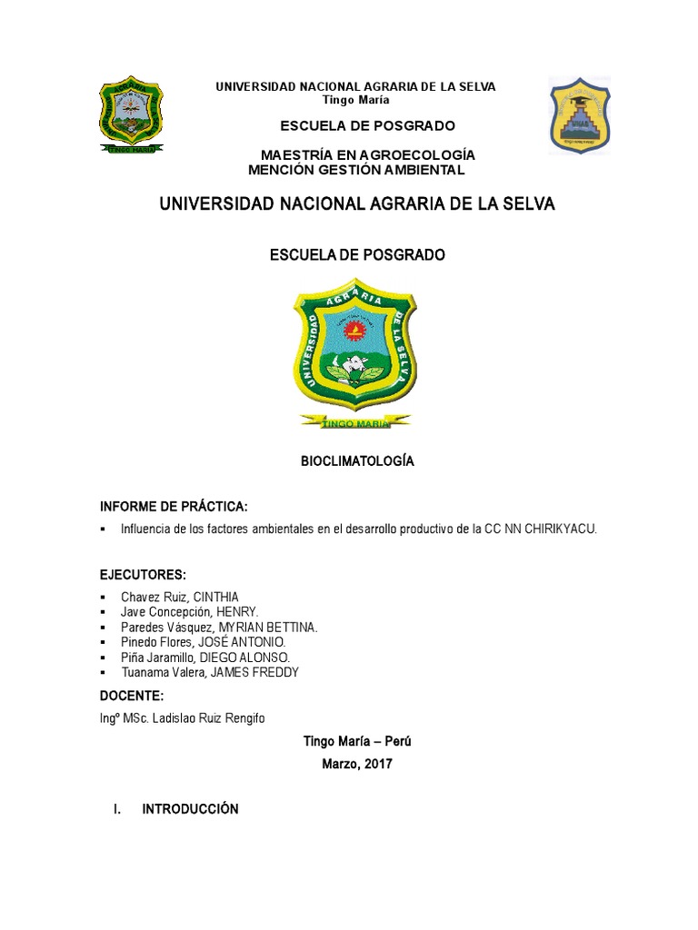 Bioclimatologia Final PDF Agricultura Clima