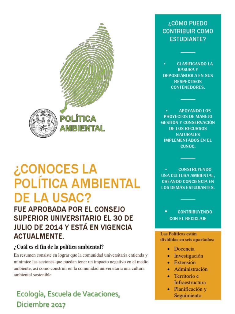 Política Ambiental de la USAC 2014 | PDF