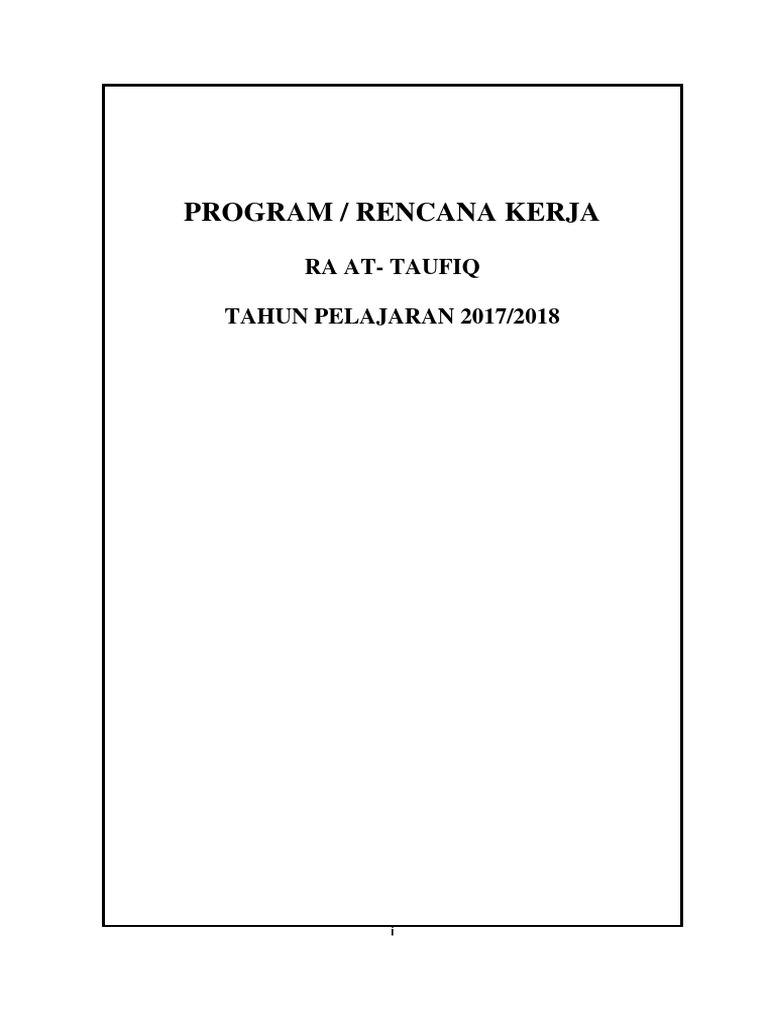Program Rencana Kerja PAUD RA (Raudhatul Athfal)
