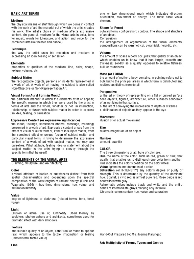 Basic Art Terms PDF Fine Art Paintings