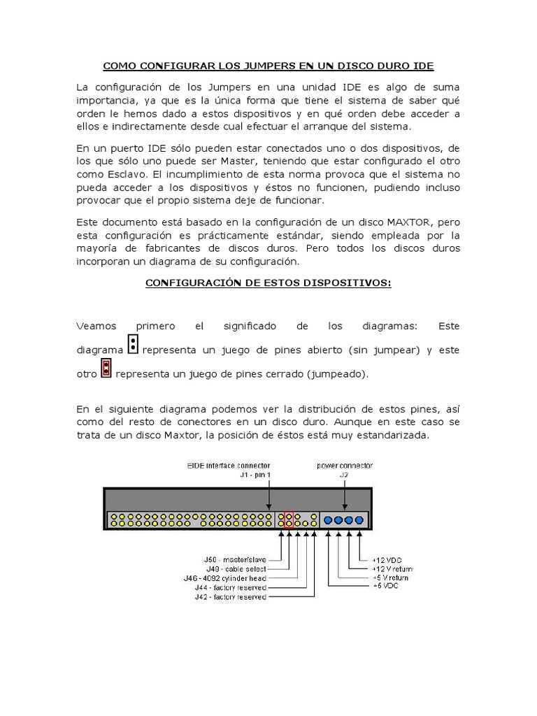 Configuración de Jumpers PDF Disco duro Ingenieria Eléctrica