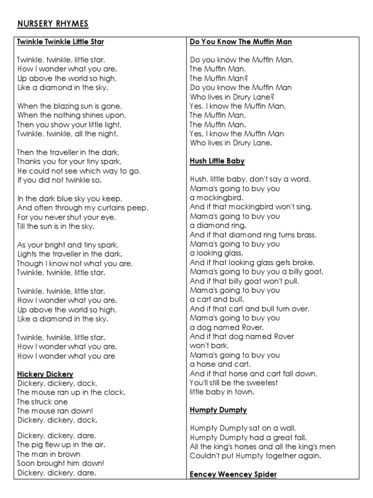 Nursery Rhymes | PDF | Children's Songs | Children's Music