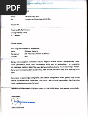 Contoh Surat Permohonan Pasang Listrik Baru Untuk Masjid Contoh Seputar Surat