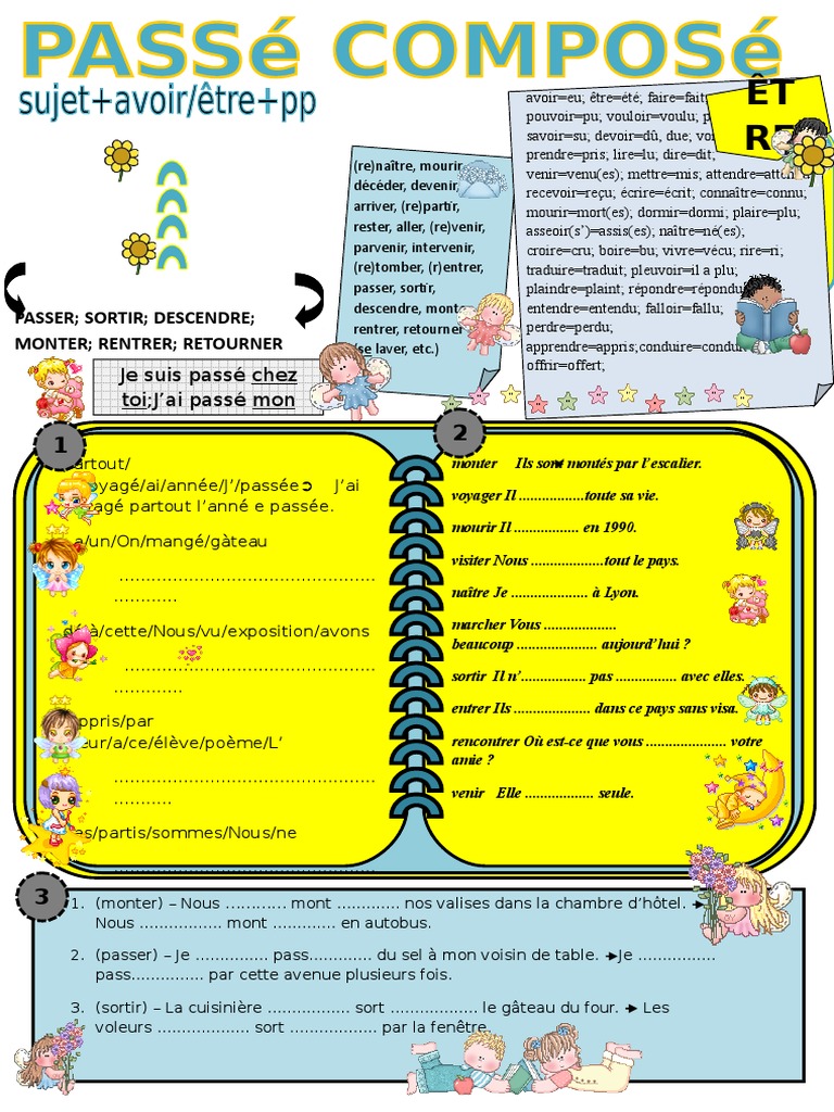 Arriver Au Passé Composé Passe Compose Exercice Grammatical Feuille Dexercices Guide Gram 6193 | PDF  | Loisirs
