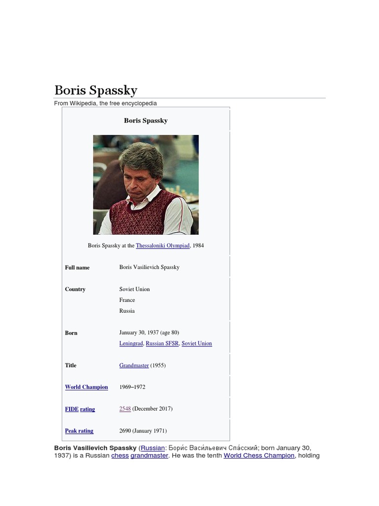 Happy 84th birthday to Boris Spassky, the 10th World Chess