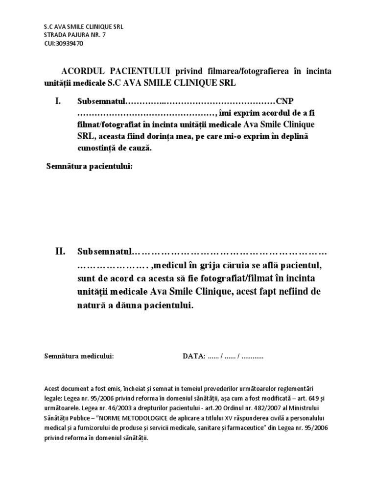 Acord Foto Pacient | PDF