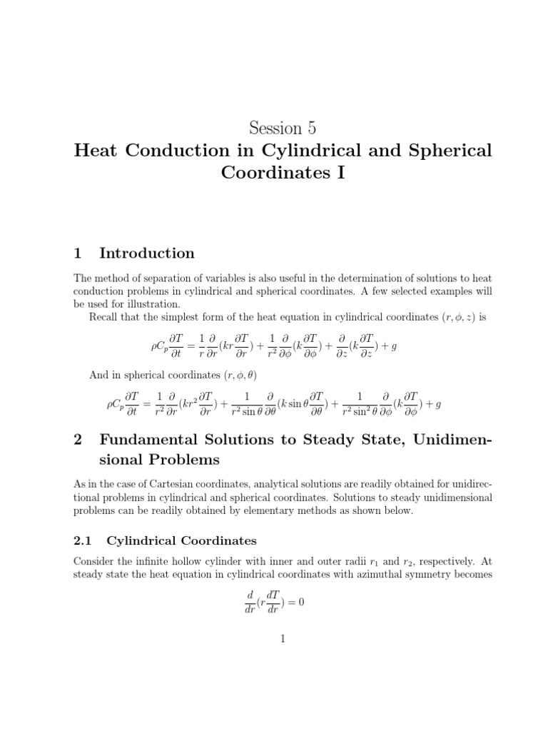 Heat Conduction in Cylindrical and Spherical Coordinates | PDF ...