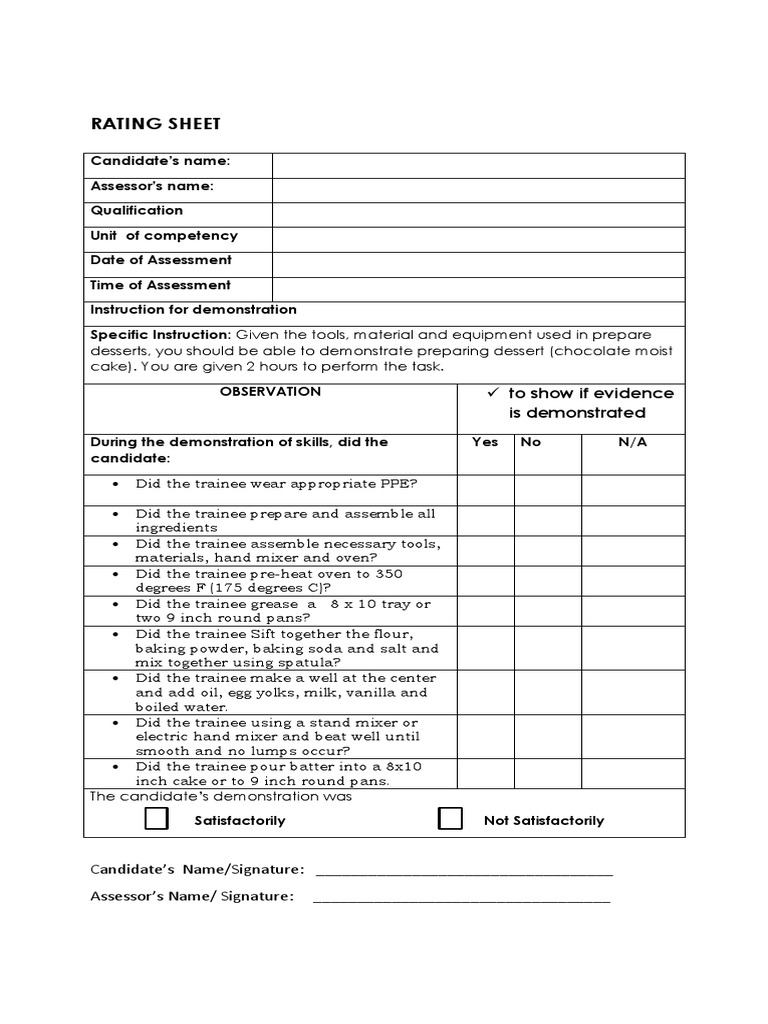 Rating Sheet: To Show If Evidence Is Demonstrated | PDF