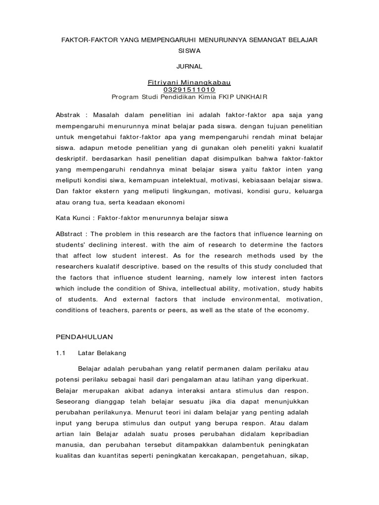 Jurnal Belajar Dan Pembelajaran