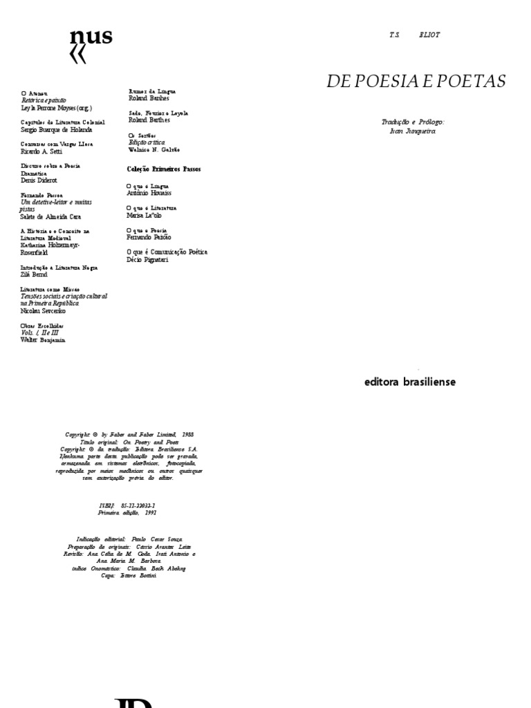 T. S. Eliot - de Poesia e Poetas (Ensaios) PDF, PDF