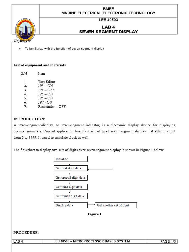 Seven Segment Display Lab Guide | PDF | Computer Architecture ...