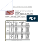 Tabela de Dimensionamento de Barramentos de Cobre