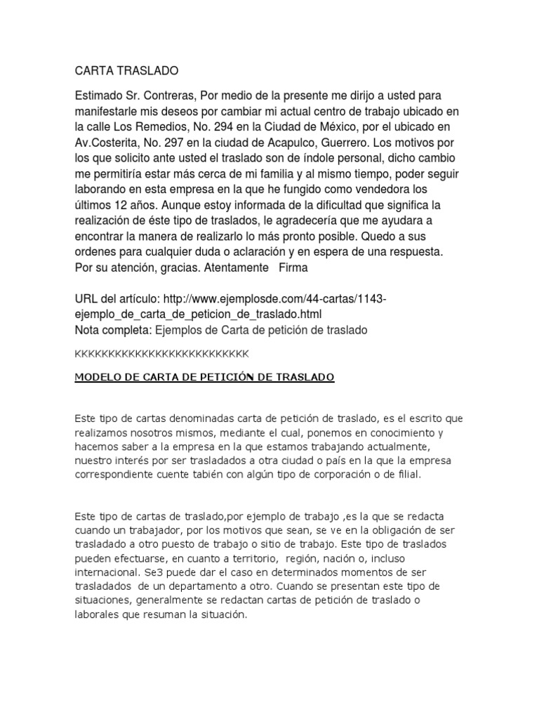 Carta Traslado