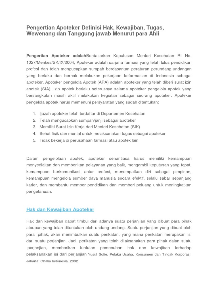 Pengertian Apoteker Definisi Hak Pdf