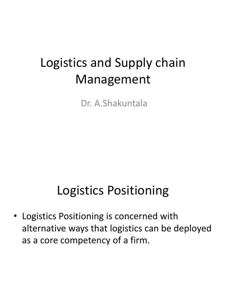 Logistics Study Plan Overview | PDF | Procurement | Supply Chain