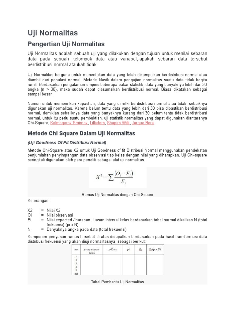 Uji Normalitas Data dengan Chi-Square | PDF