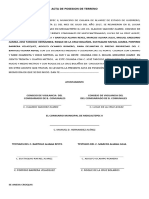 Acta de Posesion de Terreno | PDF
