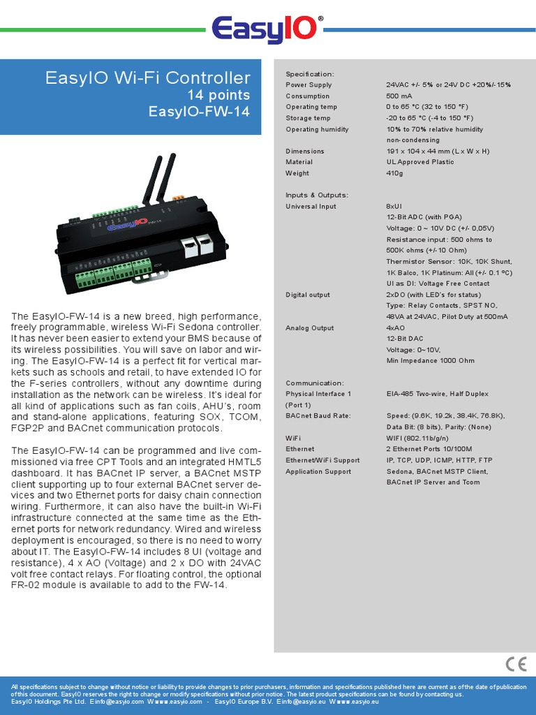 EasyIO Wi-Fi Controller 14 Points Easy IO FW 14 | Port (Computer ...