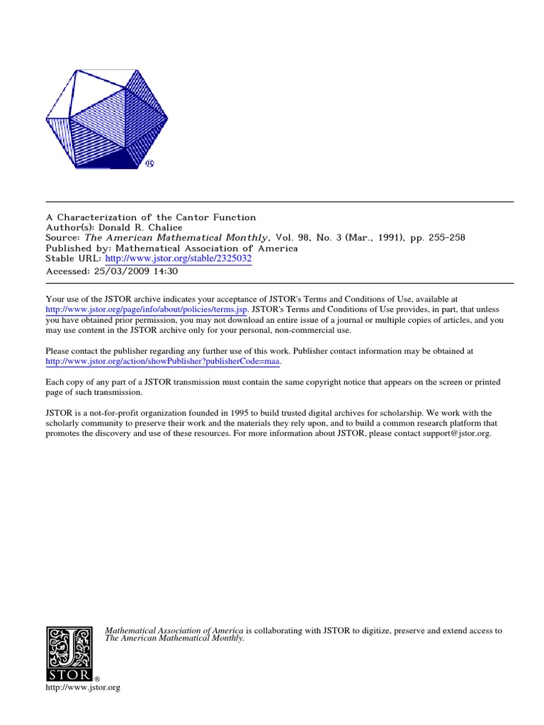 A Characterization of The Cantor Function | PDF