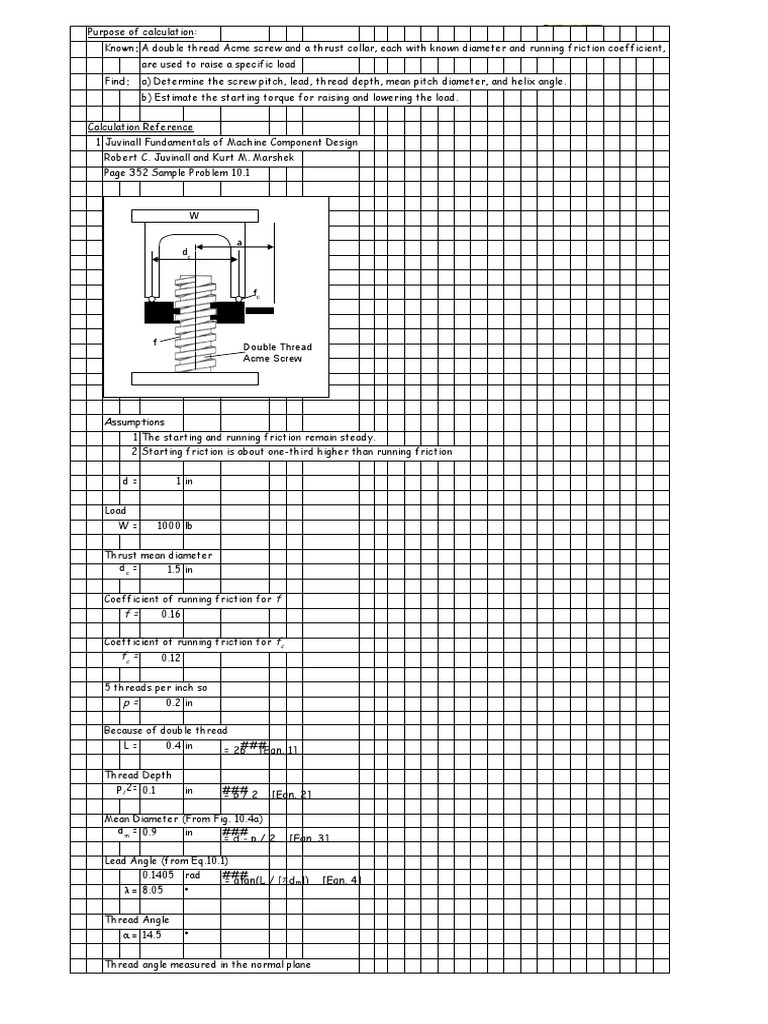 Power Screw Calculations V0001 PDF Belt (Mechanical) Classical