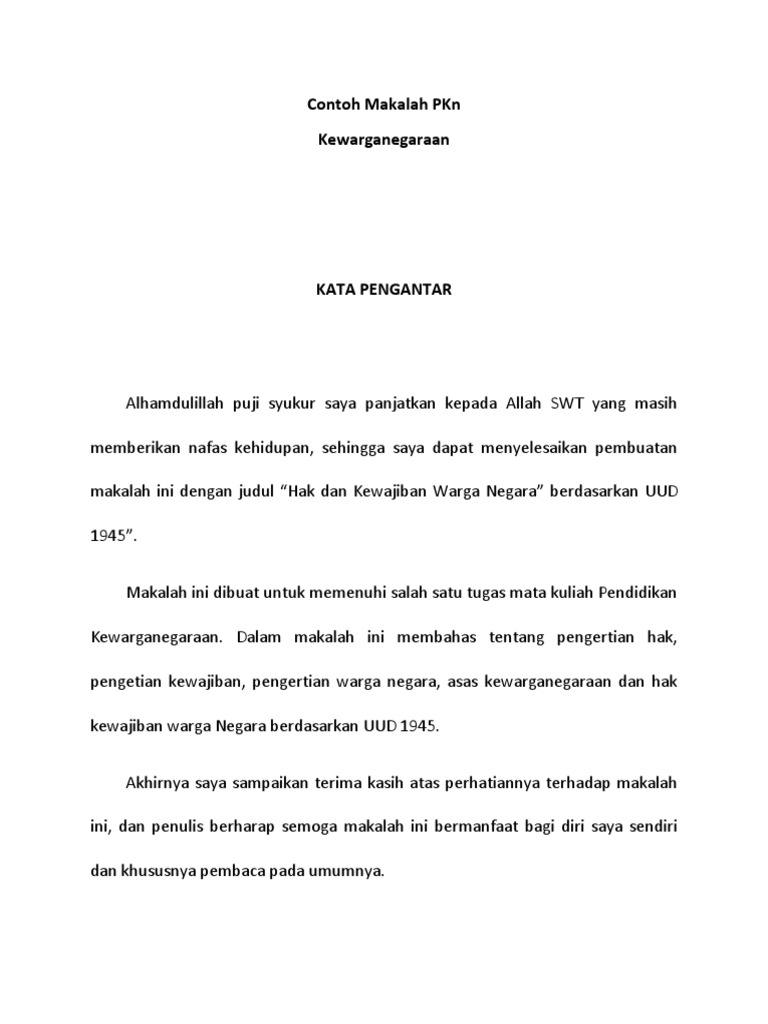 Contoh Makalah Pkn