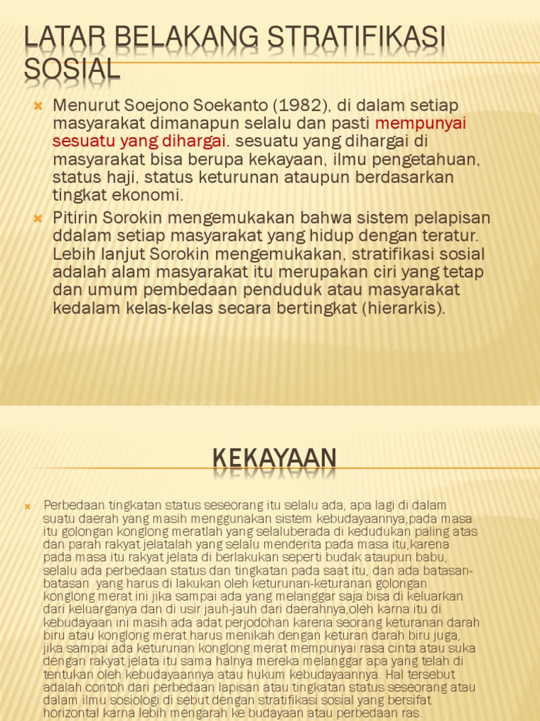 Latar Belakang Stratifikasi Sosial PDF