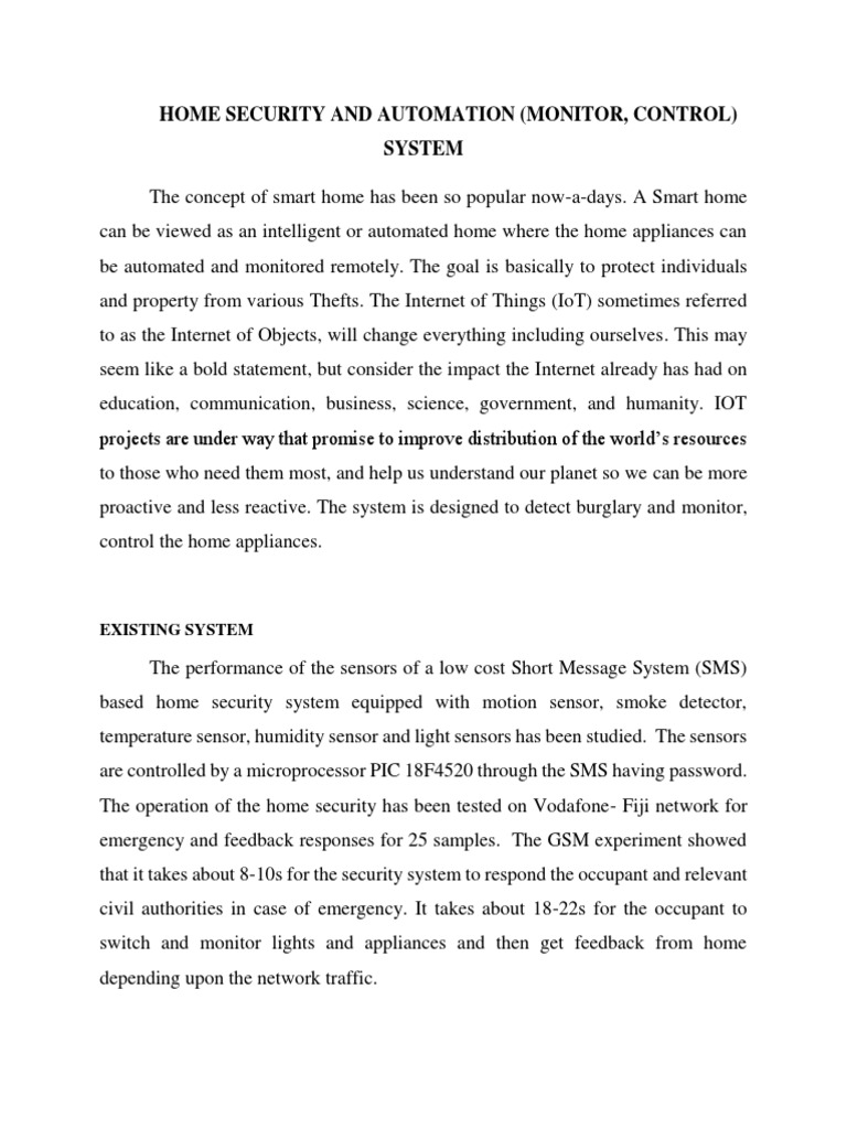 IoT-Based Home Security System Design | PDF | Internet Of Things ...