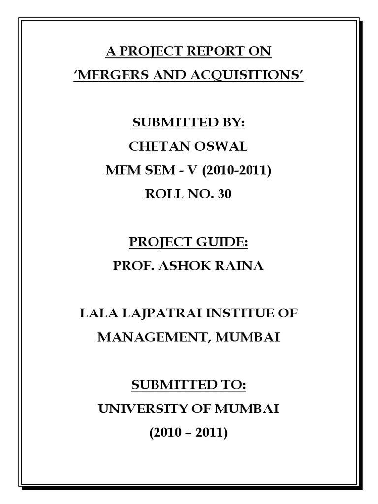 Mergers and Acquisitions Full Final2 | PDF | Takeover | Mergers And ...