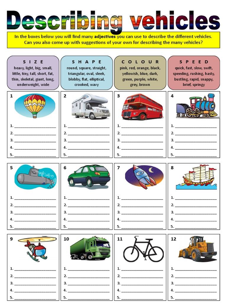 Adjectives for Describing Cars | PDF | Nature