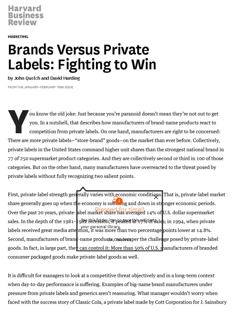 Brands Versus Private Labels - Fighting To Win PDF | PDF | Private ...