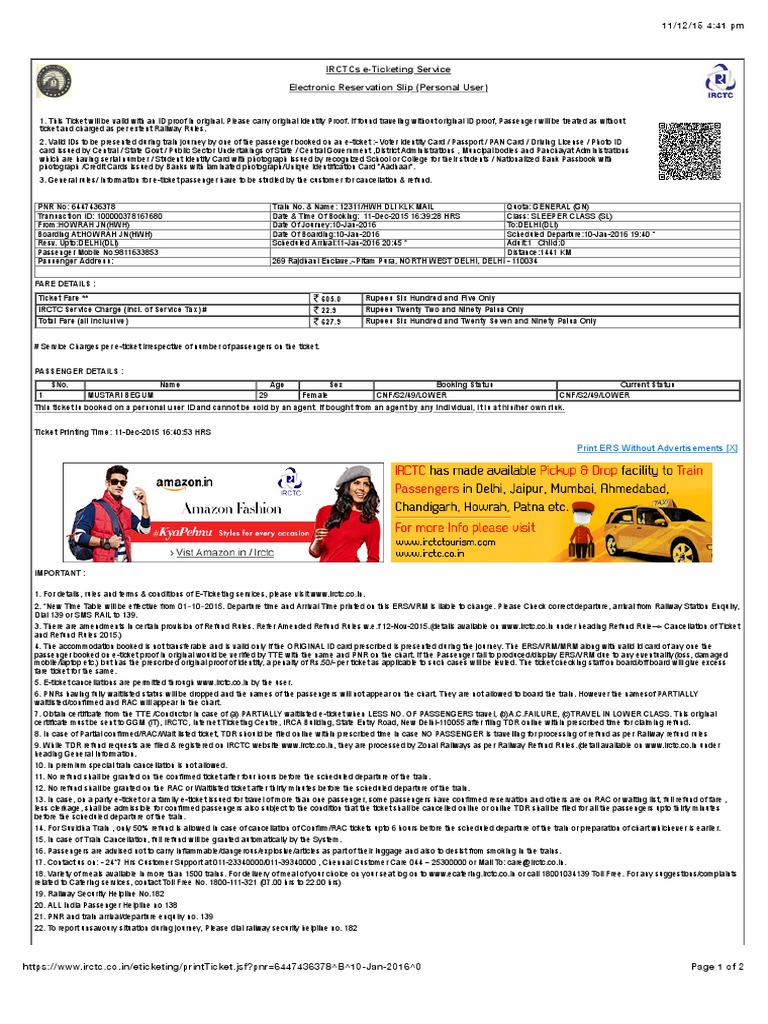 e-Ticketing Guidelines for Sleeper Class | PDF | Identity Document ...