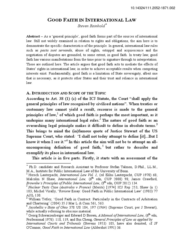 2UCLJLJ40 Good Faith PDF International Law Jurisprudence