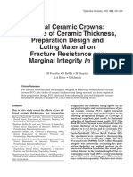 Influence of Ceramic Thickness,Luting and Design on Fracture Resistance