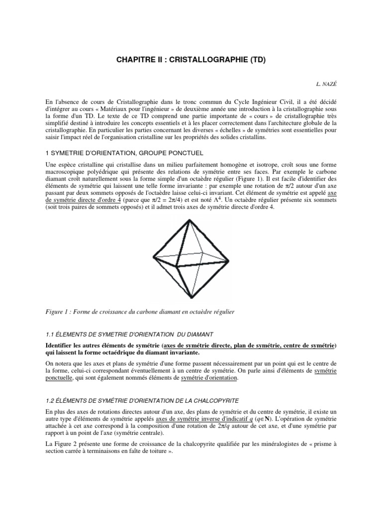 Calculer Les Indices De La Rangée Commune Aux Plans Schéma CH 2 Cristallo TD | PDF