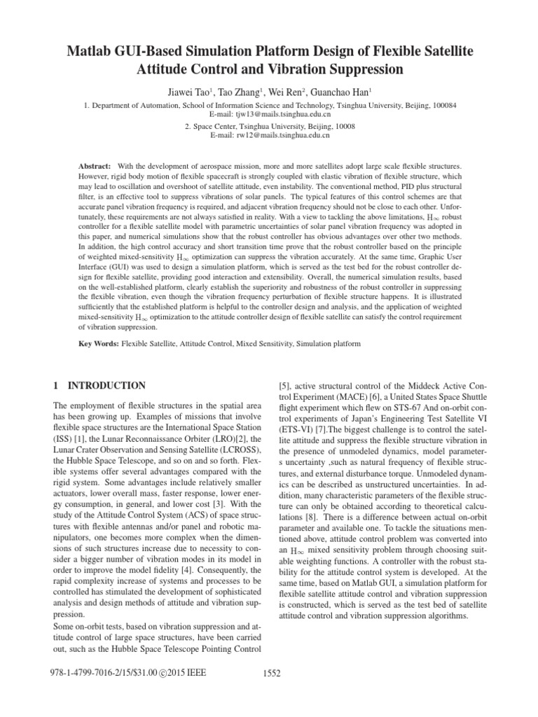 Matlab GUI-Based Simulation Platform Design of Flexible Satellite | PDF ...