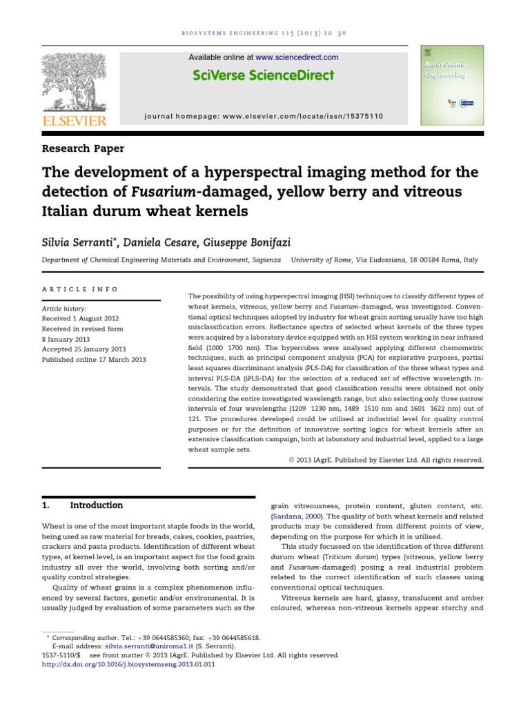 The Development of A Hyperspectral Imaging Method For The Detection of ...