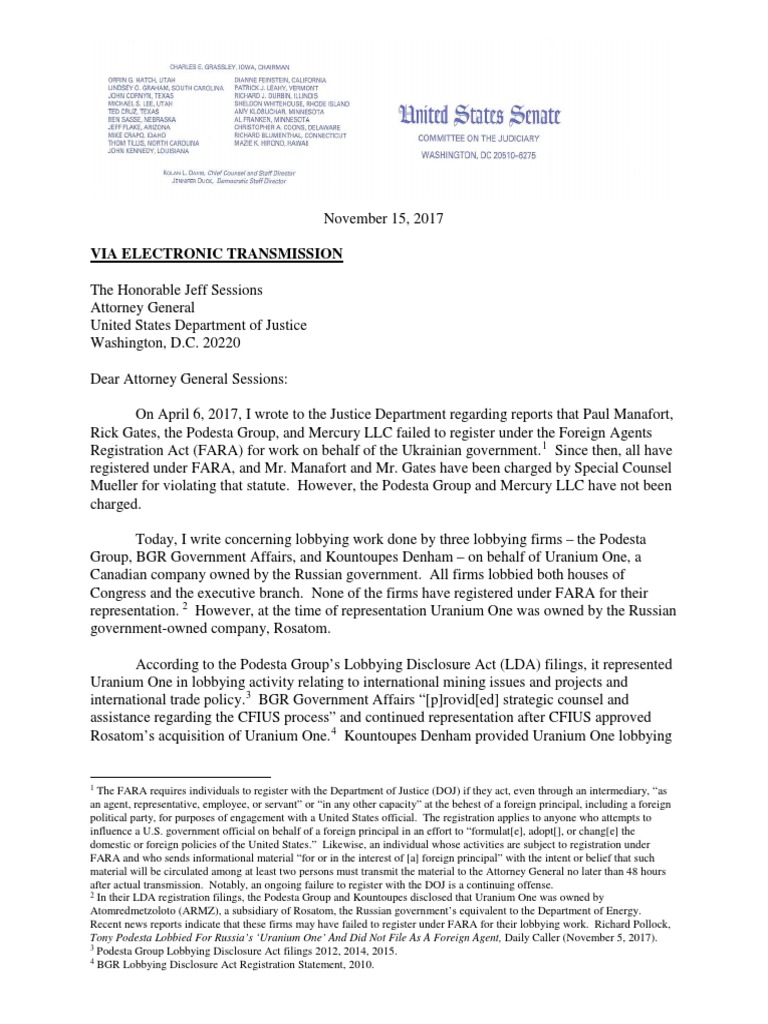 Inquiry on FARA Registration for Lobbyists | PDF | Classified ...